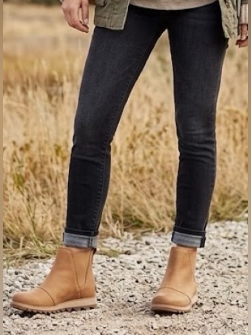 Sorel Emelie II Chelsea Ankle Boots Tan Waterproof Leather Size 8